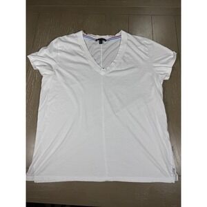 AYR V Neck Short Sleeve T Shirt Womens Medium White Basic Cotton